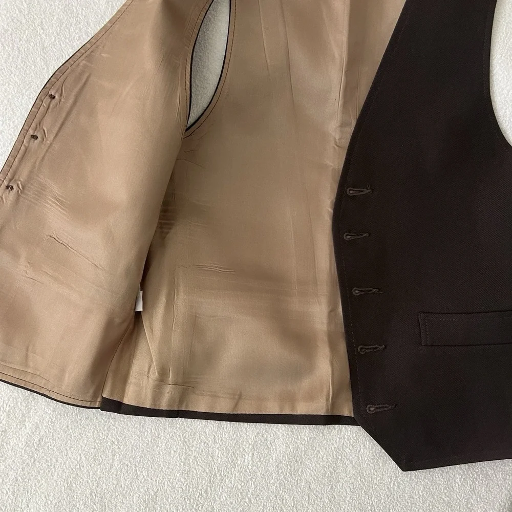 Angels Flight 70s Vintage Brown Suit Vest Size 34 USA Disco Waistcoat